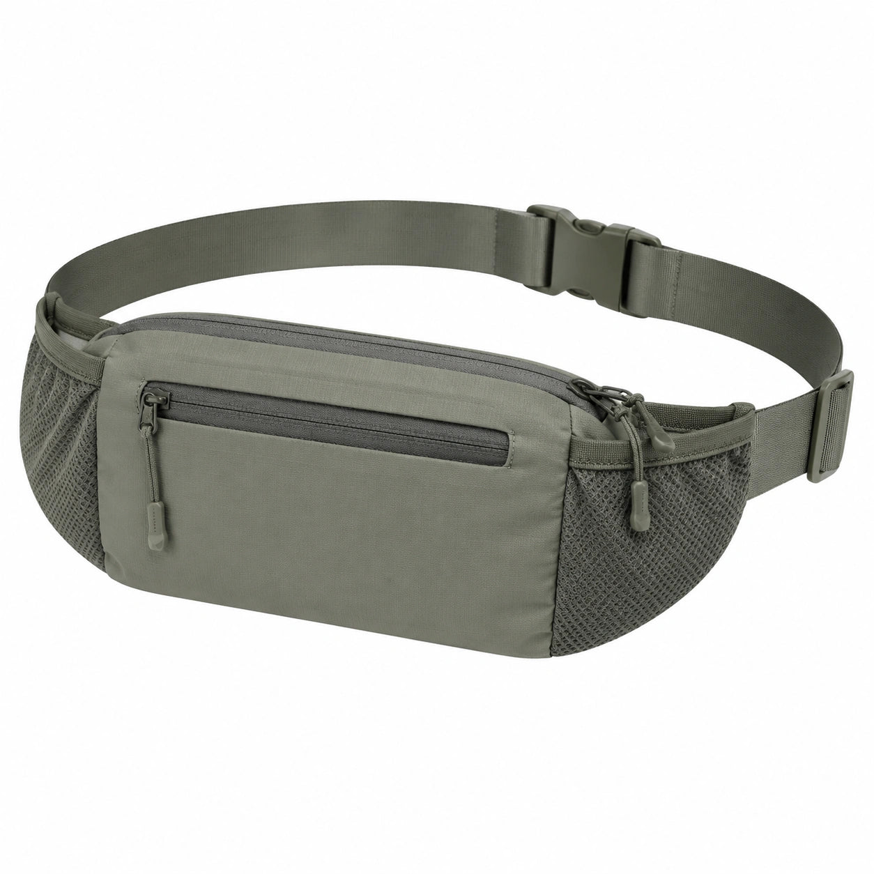 Hüfttasche 30 x 7 x 15 cm aus Polyester olivgrün mit Reißverschluss und Meshfächern
