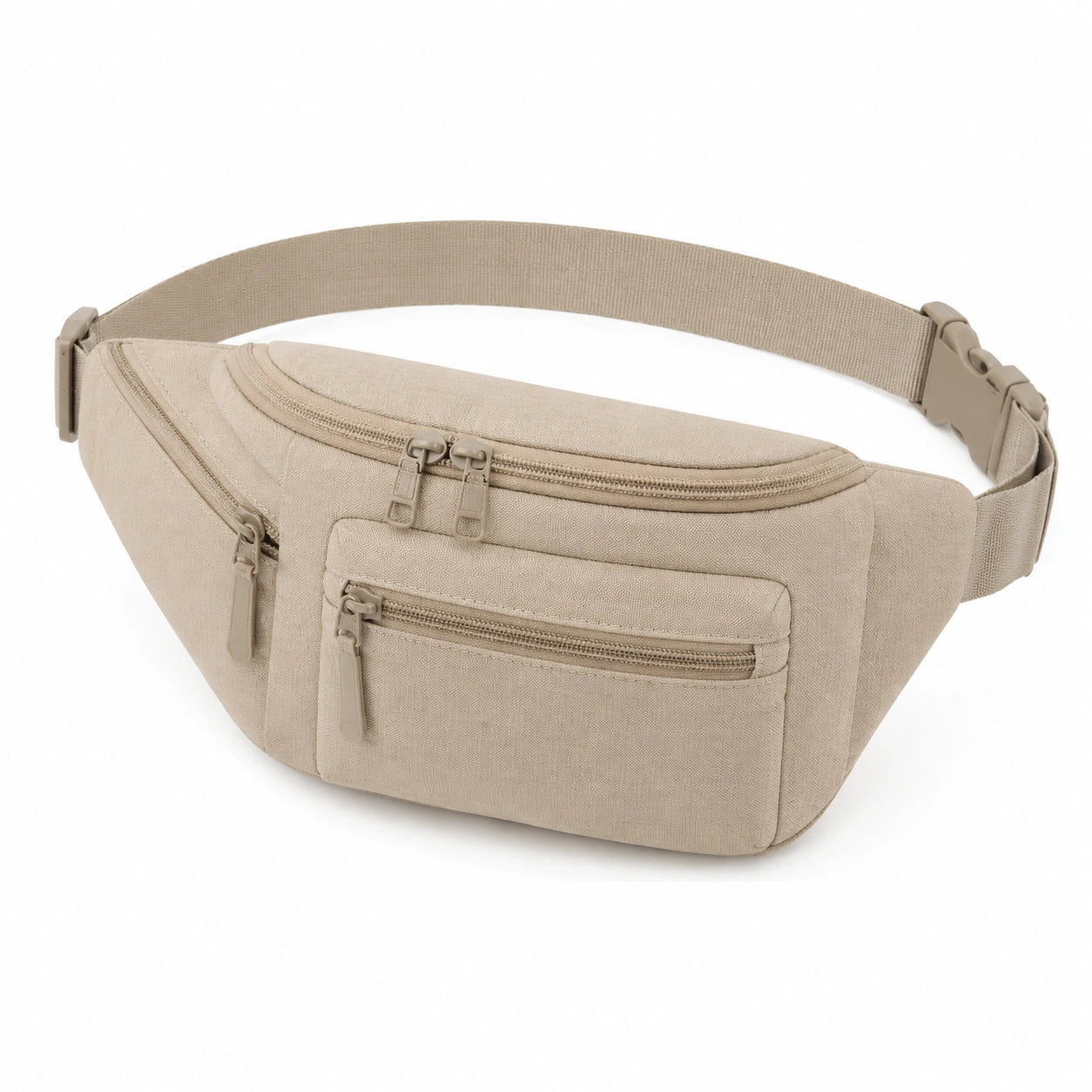 Gürteltasche 32 x 8 x 16 cm Textilgewebe Beige mit Reißverschluss und verstellbarem Hüftgurt