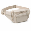 Gürteltasche 32 x 8 x 15 cm aus Textilgewebe Beige mit verstellbarem Gurt und Reißverschlussfächern