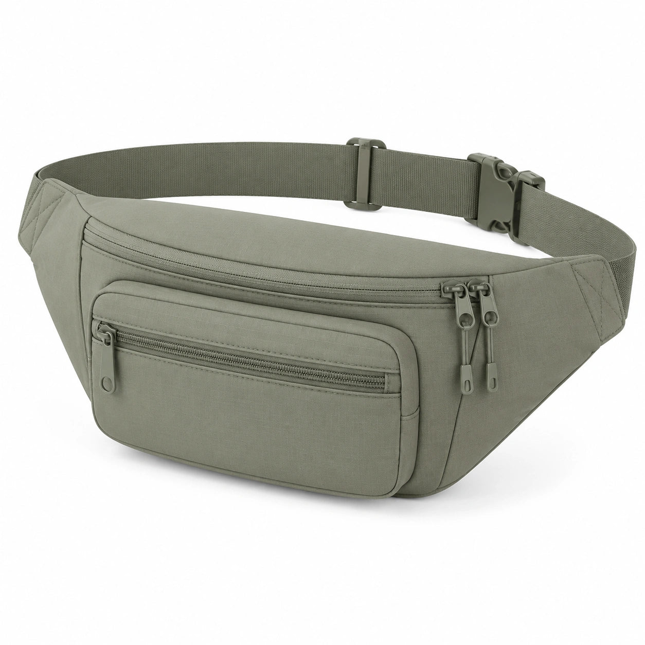 Bauchtasche 35 x 8 x 15 cm Textil Olivgrün verstellbar mit Reißverschlüssen