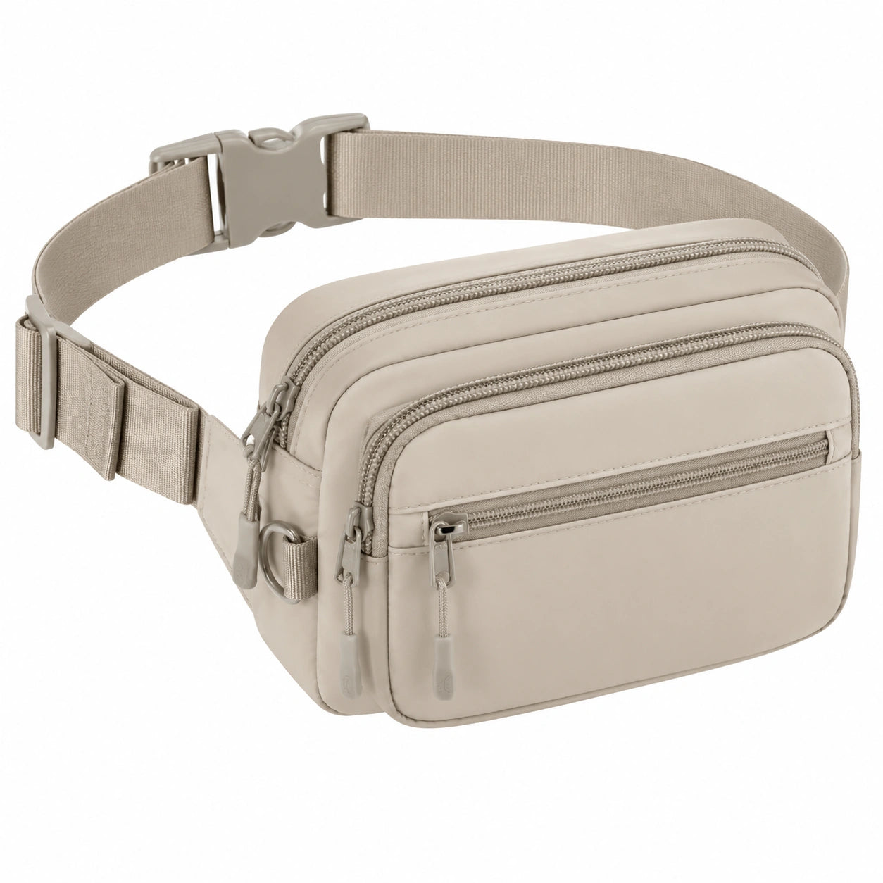 Gürteltasche 24 × 7 × 15 cm Beige aus Textil mit verstellbarem Gurt und Reißverschluss