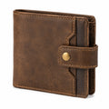 Geldbörse 12 x 2 x 9 cm aus braunem Leder mit Druckknopf im Vintage-Stil