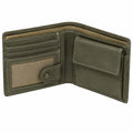 Herren Geldbörse 12 x 9.5 x 2 cm aus Kunstleder olivgrün-braun mit Kartenfächern und Münzfach