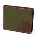 Herren Geldbörse 11.5 x 9.5 x 1.5 cm aus Canvas und Kunstleder Olivgrün Braun im Bifold-Stil