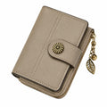 Damen Geldbörse 19 x 10 x 3 cm aus Kunstleder Taupe mit Reißverschluss und Druckknopf