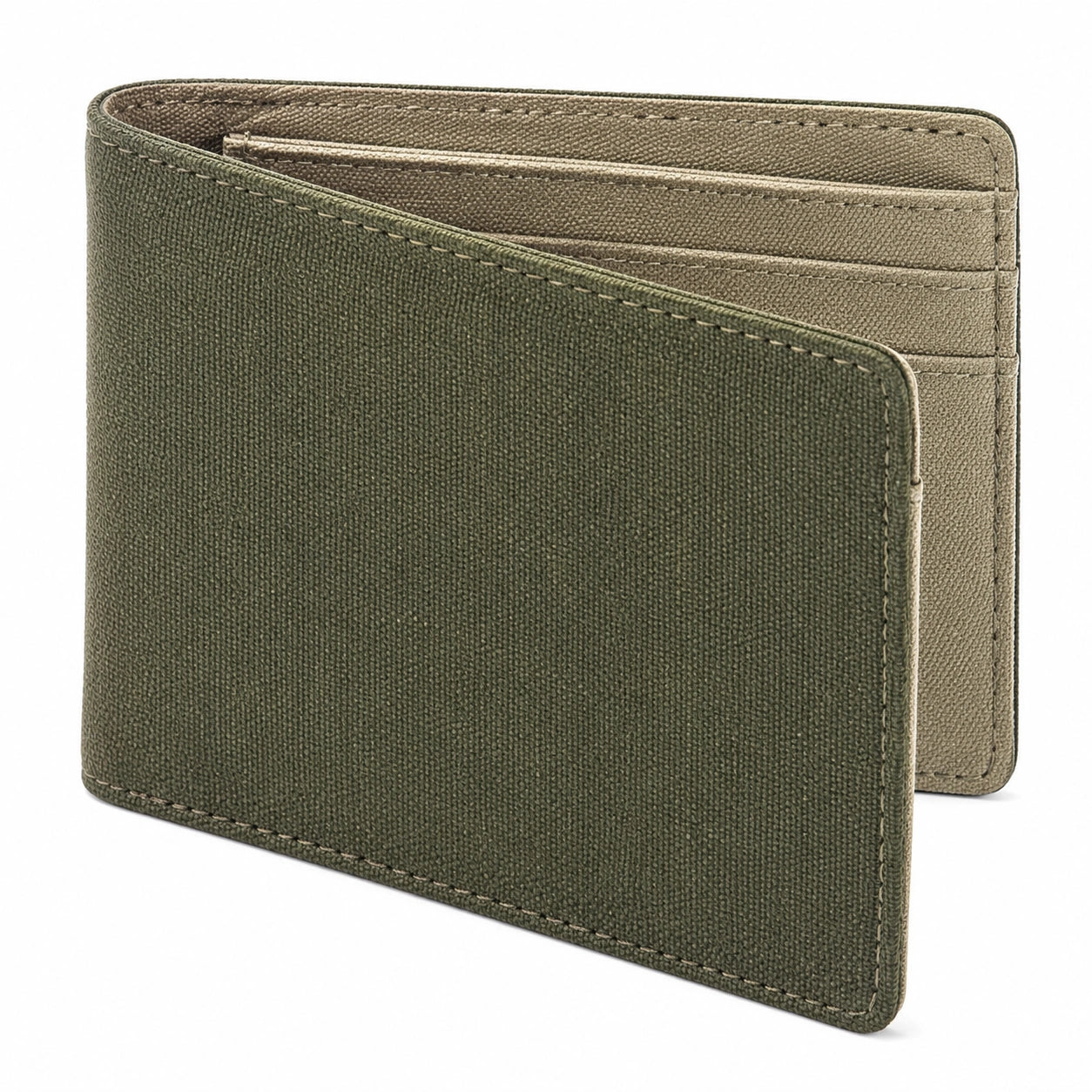 Geldbörse 11.5 x 9 cm Textil Olivgrün Faltbar mit Kartenfächern
