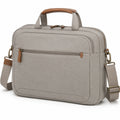 Laptoptasche 40 x 10 x 30 cm aus Textilgewebe in Beige mit Schultergurt und Reißverschluss