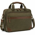 Laptoptasche 42 x 12 x 32 cm Canvas Olivbraun mit Schultergurt im Vintage-Stil