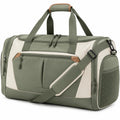 Reisetasche 55 x 27 x 30 cm aus Polyester Grün Creme mit Schultergurt und Mehrfachfächern