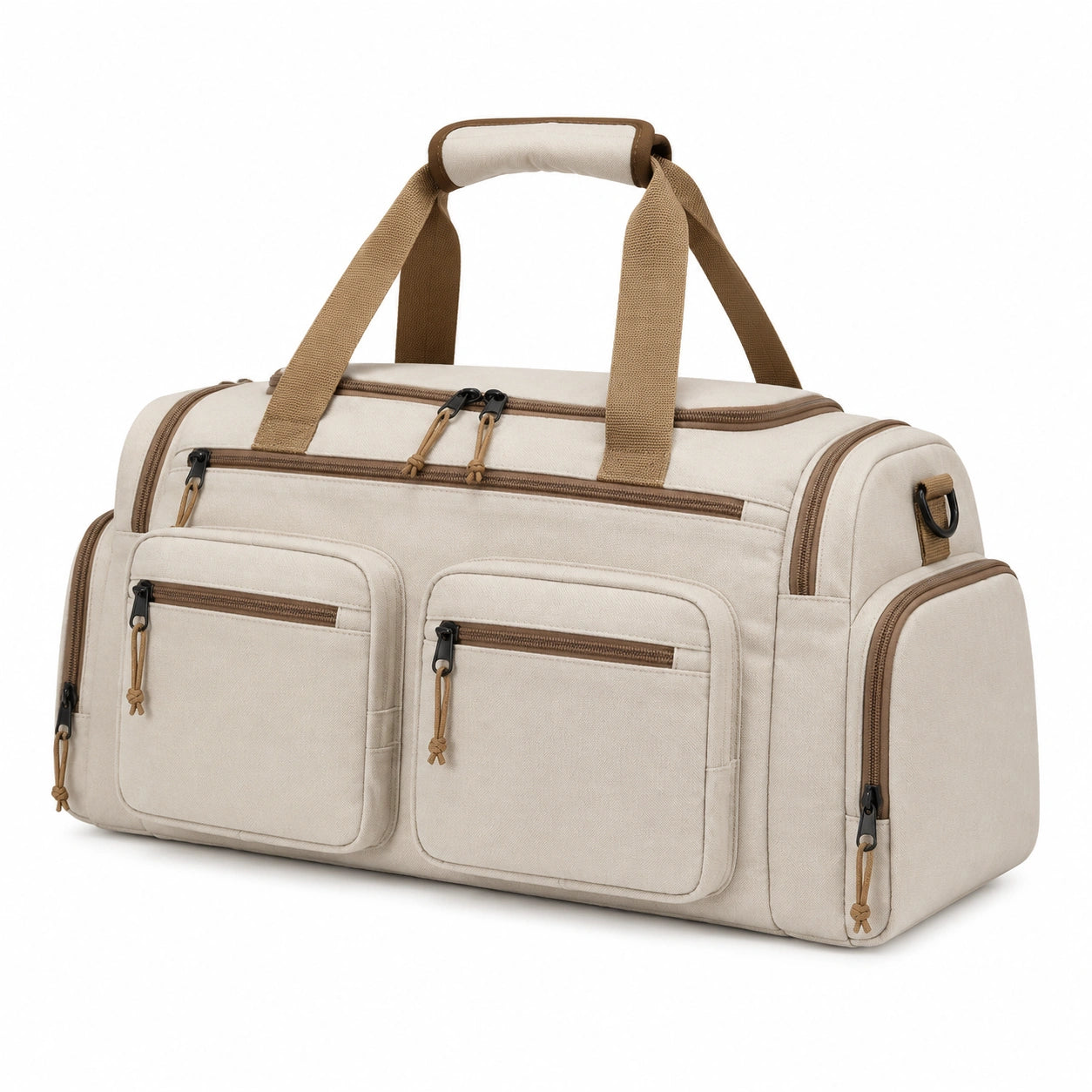Reisetasche 55 x 28 x 30 cm Textil Beige Braun mit Mehrfachfächern