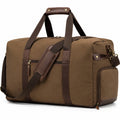 Reisetasche 55 × 28 × 30 cm braunes Textilgewebe mit Besatz in Lederoptik Weekender mit Schultergurt