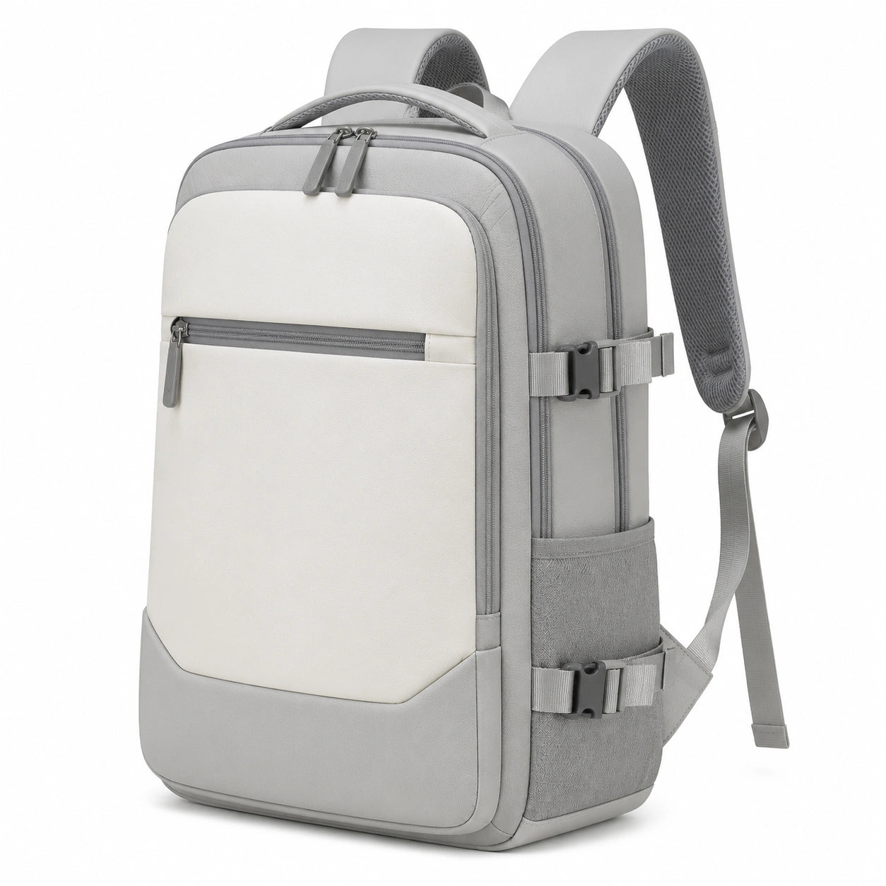Rucksack 30 x 16 x 45 cm aus Textil Hellgrau Grau für Alltag und Reise mit Mehrfachfächern