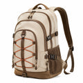Rucksack 32×20×48 cm aus Textilgewebe Beige Braun für Outdoor mit Mehrfachfächern