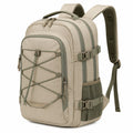 Rucksack 30 x 18 x 45 cm aus Textilgewebe Beige Olivgrün mit Kompressionsriemen für Alltag und Reisen