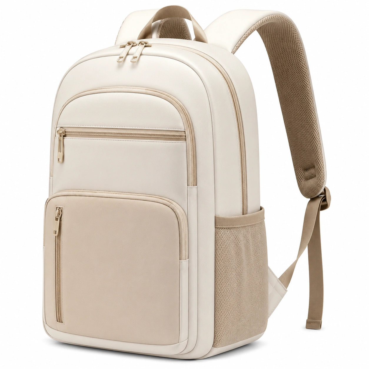 Rucksack 30 x 16 x 43 cm aus Textil in Creme mit Reißverschlusstaschen