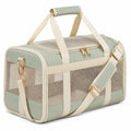Haustier Transporttasche 45 x 28 x 28 cm aus Kunstleder in Salbeigrün mit Netzfenstern und Tragegurt