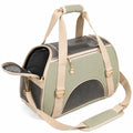 Haustier Transporttasche 45 x 28 x 30 cm aus Textil in Salbeigrün mit Netzfenstern und Schultergurt