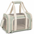 Haustiertransporttasche 45 x 28 x 30 cm aus Textilgewebe in Hellgrün mit Netzfenstern und Schultergurt